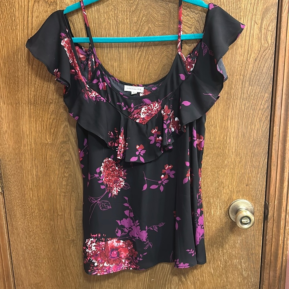 Cold shoulder floral blouse